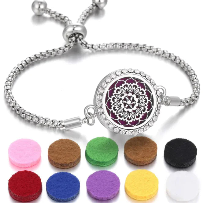 Bracelet d'aromathérapie Kaléidoscope pour femmes, diffuseur d'huiles essentielles, médaillon, breloques, bijoux