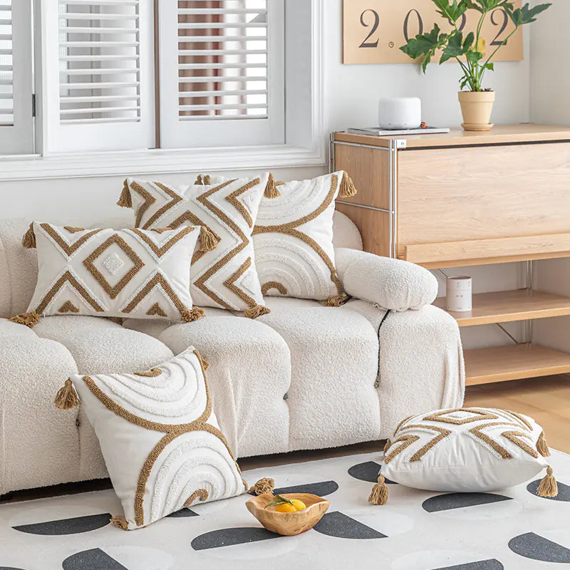 Bohemian Tufted Pillow Cover – Geometric Modern Style