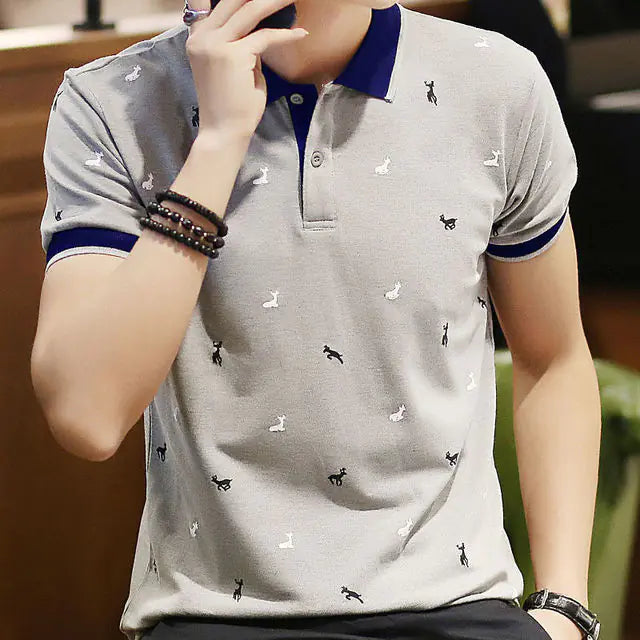 Men’s Printed Polo Shirts – Summer Oversized Casual Tee