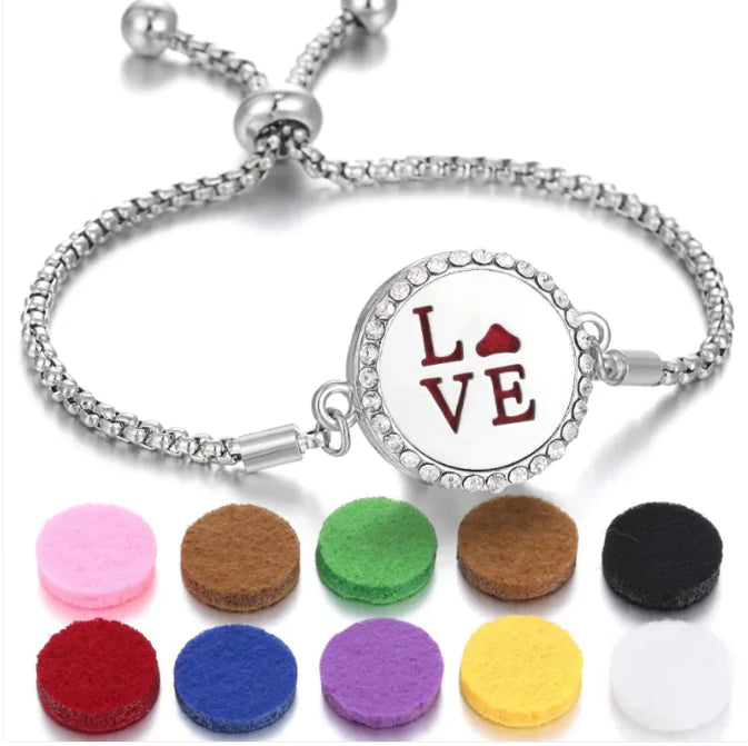 Bracelet d'aromathérapie Kaléidoscope pour femmes, diffuseur d'huiles essentielles, médaillon, breloques, bijoux