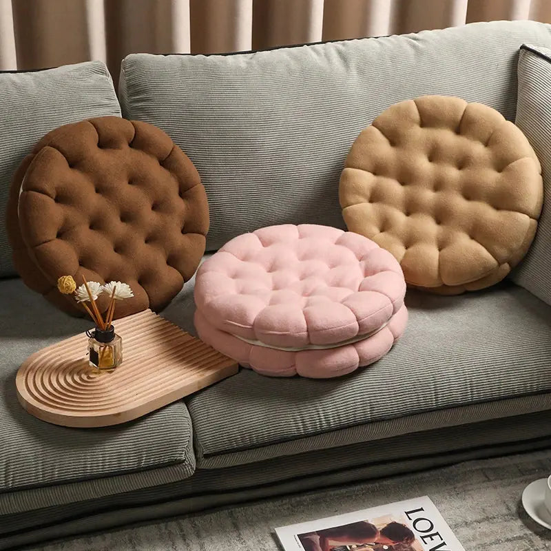 Simulation Biscuit Cushion – Plush Sofa Pillow
