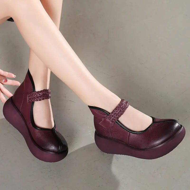 Retro Floral Casual Leather Women's Shoes