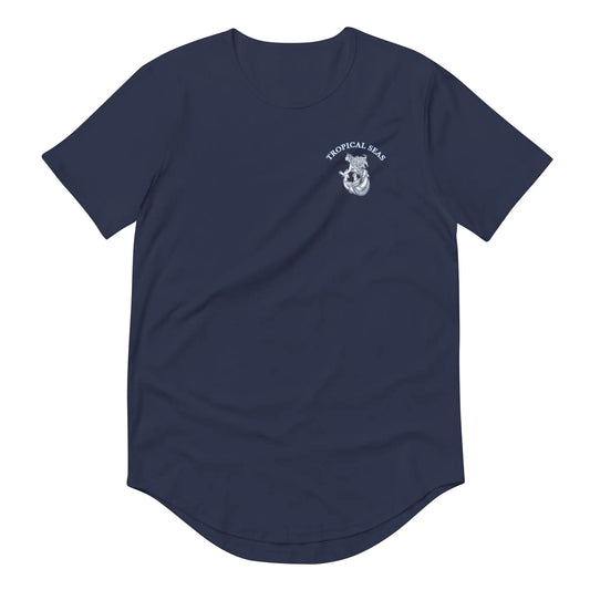 Camiseta con dobladillo curvo y ancla de sirena antigua para hombre
