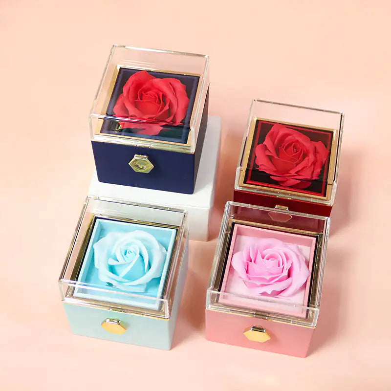 Rotating Soap Flower Rose Gift Box Creative Rotating Rose Jewelry Packaging Box