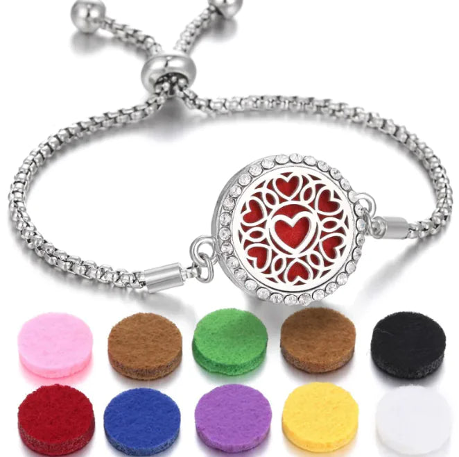 Bracelet d'aromathérapie Kaléidoscope pour femmes, diffuseur d'huiles essentielles, médaillon, breloques, bijoux