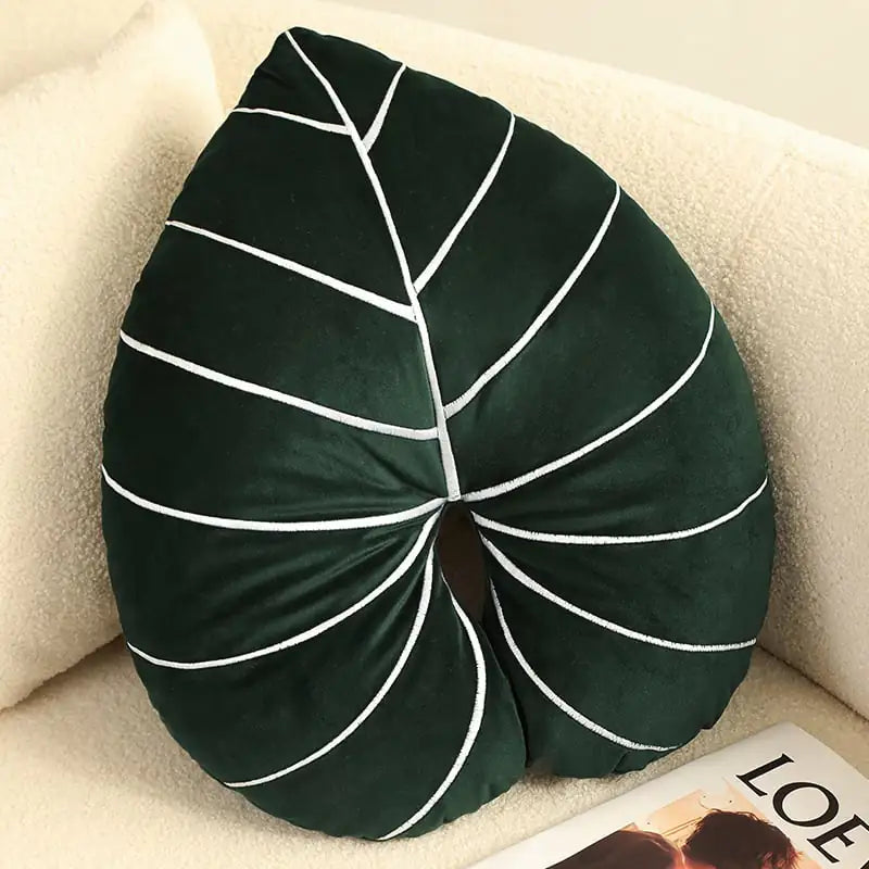 Philodendron Green Plant Pillow – Nature-Inspired Cushion