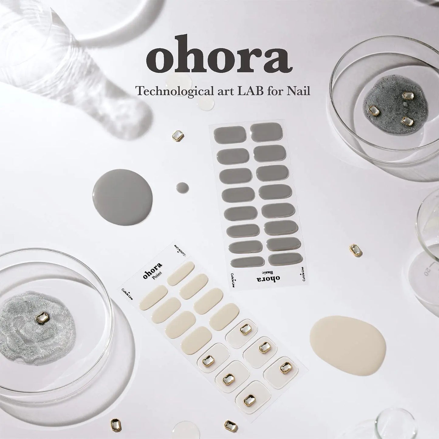 ohora Semi Cured Gel Nail Strips (N Cream Beige) - Nude, Solid, Works with Any UV/LED Nail Lamps, Salon-Quality, Long Lasting, Easy to Apply & Remove - Includes 2 Prep Pads, Nail File & Wooden Stick 01. N Cream Beige