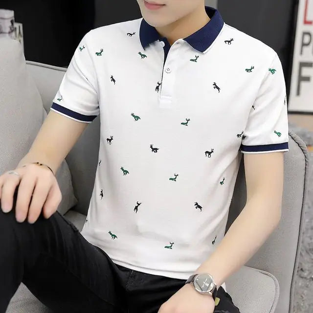 Men’s Printed Polo Shirts – Summer Oversized Casual Tee
