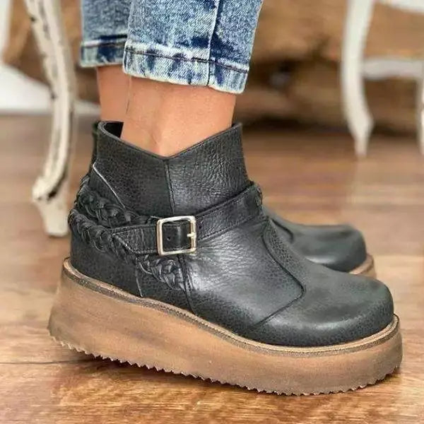 Round-Toe Low-Tube Thick-Soled Women's Shoes