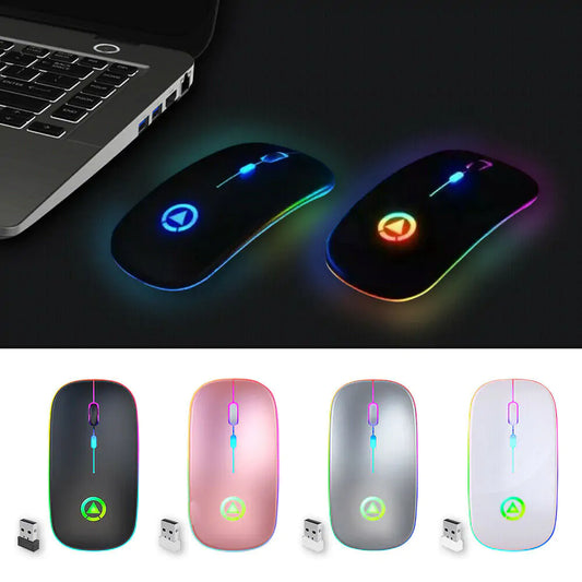 Ratón inalámbrico recargable por USB RGB de 2,4 GHz