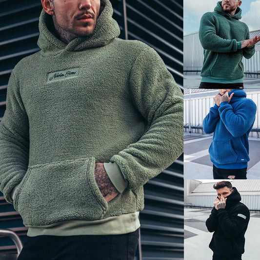 Chaqueta de hombre con capucha de felpa de moda