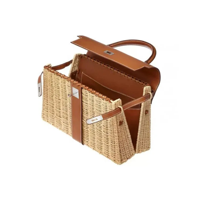 Bolso de mano con solapa de bambú de diseñador 2020 para mujer