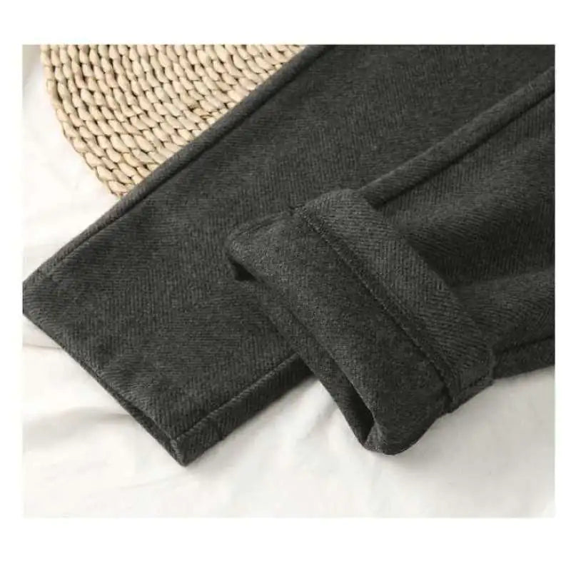 Women’s Casual Woolen Herringbone Trousers – Winter Style