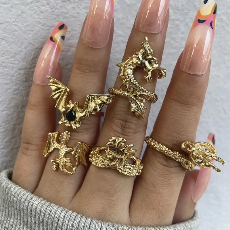 Juego de anillos retro boho