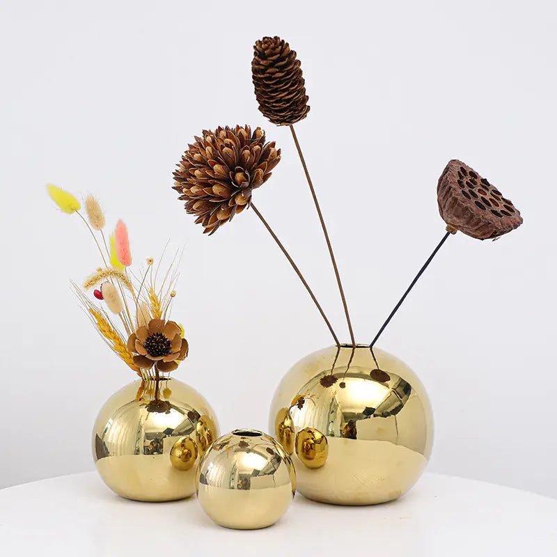 Electroplated Ceramic Gold Vase – Luxury Handmade Decor