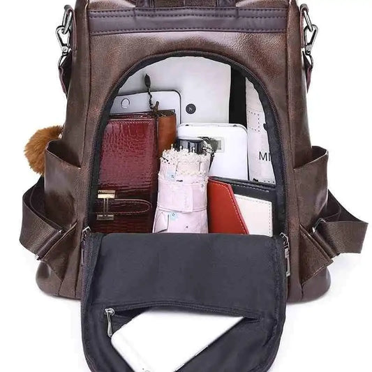 Mochila de viaje de cuero para mujer