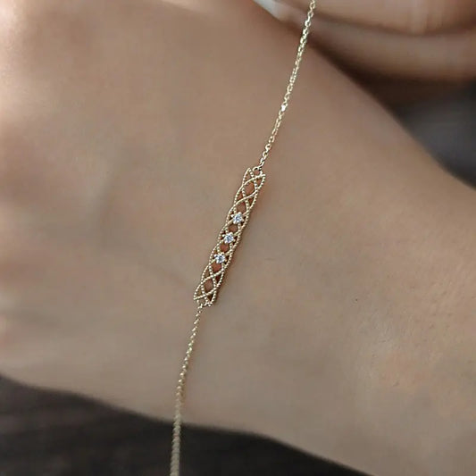 Elegant K-Gold Plated S925 Sterling Silver Bracelet – Hollow Design for Women