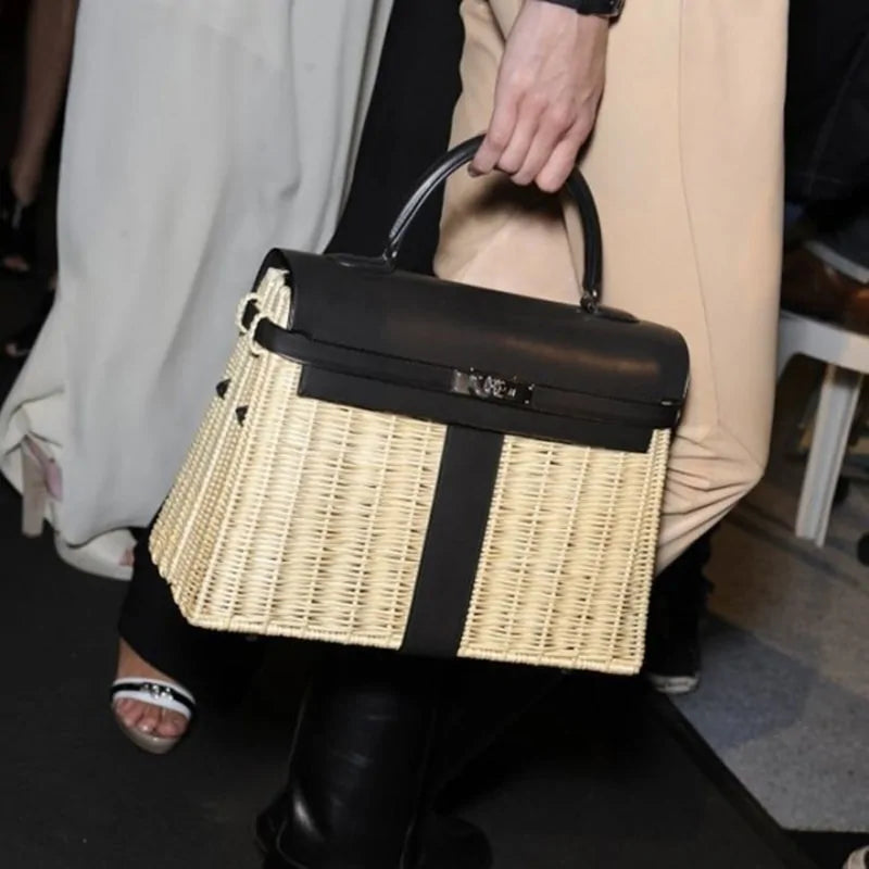 Bolso de mano con solapa de bambú de diseñador 2020 para mujer