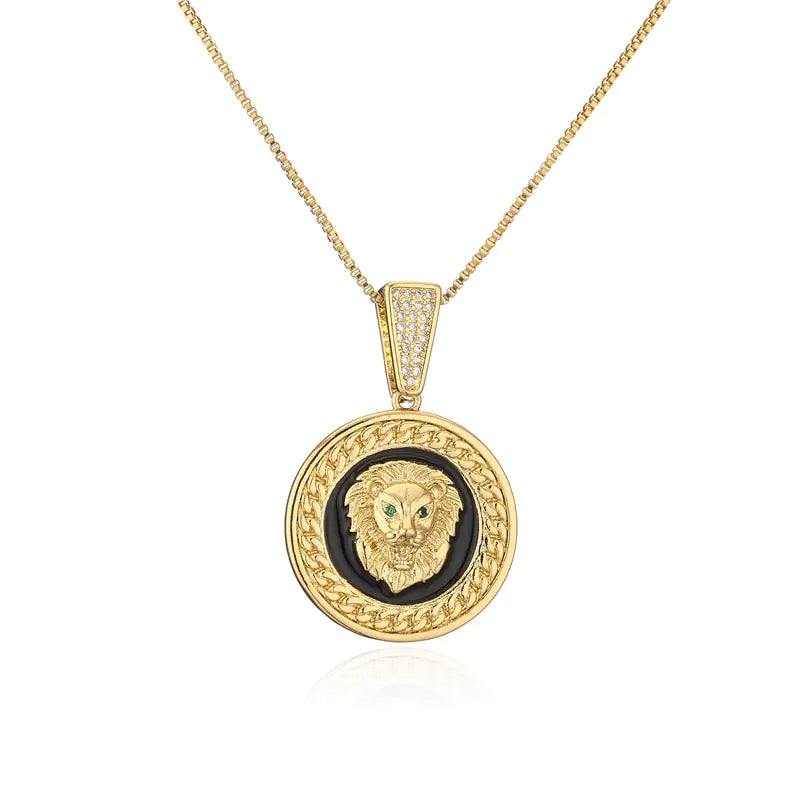 Collar con colgante de león en color dorado y plateado
