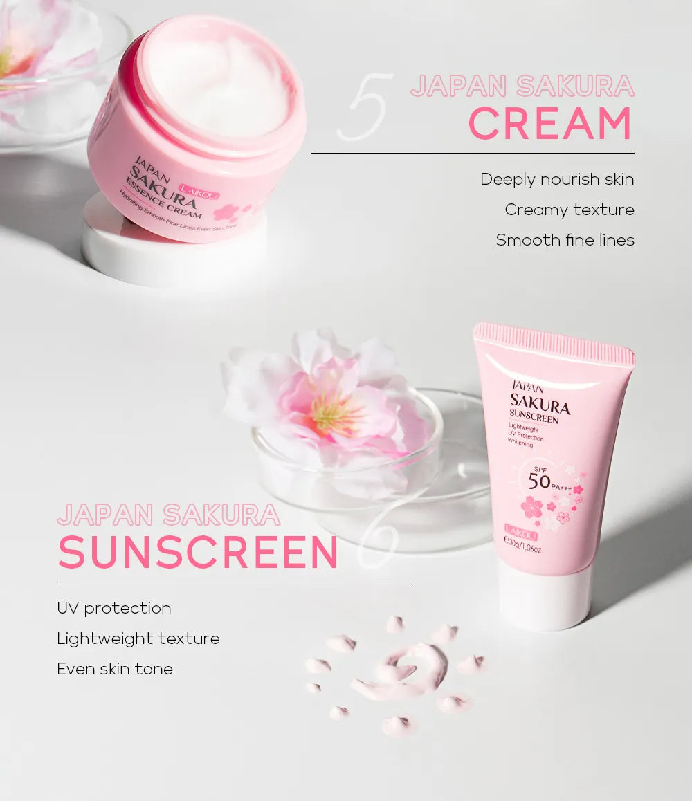 Japan Sakura Skin Care Set – 6-Piece Travel-Friendly Kit