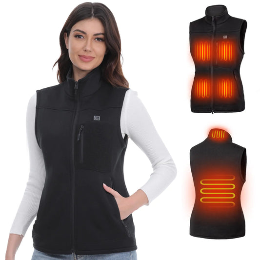 HOTHUGZ Womens Fleece Heated Vest with 12V Battery Pack Lightweight Electric Heating Vest with 6 Heating Zones Soft Fleece Outdoor Heat Vest Winter Heated Jacket Warming Clothing for Women
