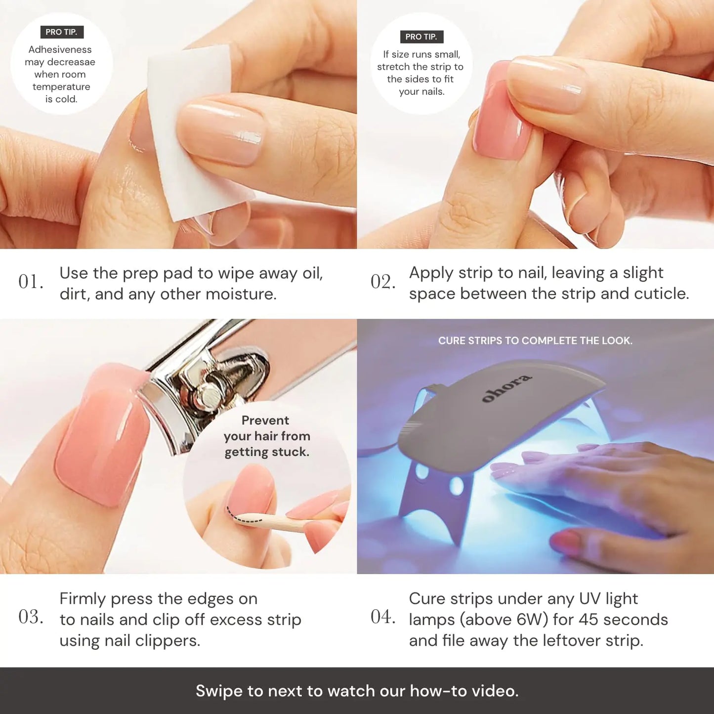 ohora Semi Cured Gel Nail Strips (N Cream Beige) - Nude, Solid, Works with Any UV/LED Nail Lamps, Salon-Quality, Long Lasting, Easy to Apply & Remove - Includes 2 Prep Pads, Nail File & Wooden Stick 01. N Cream Beige