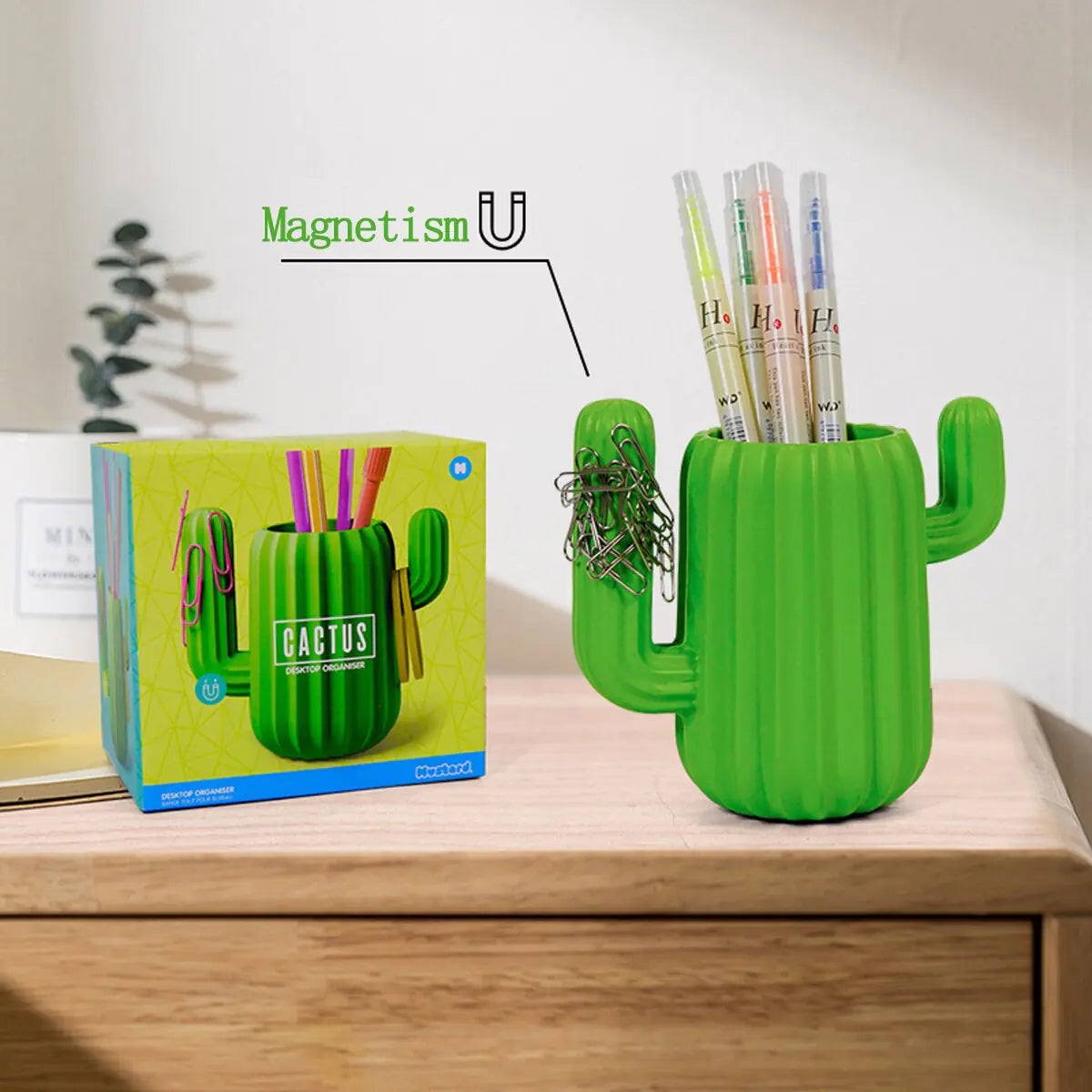 Portalápices y organizador de escritorio multifunción con forma de cactus