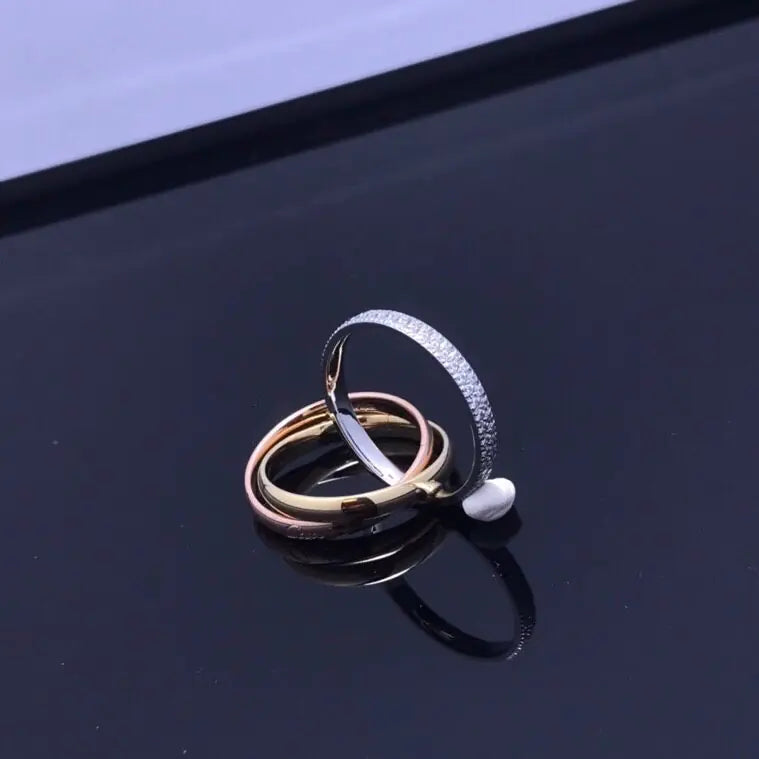 Diamond Couple Rings – Trend Cross Three-Ring Design (3 Colors)