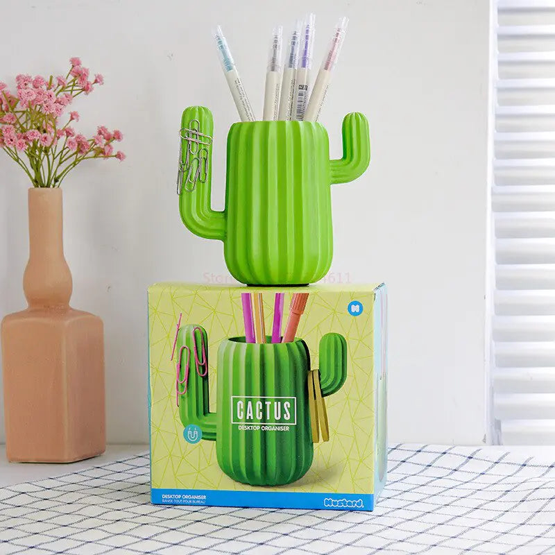 Portalápices y organizador de escritorio multifunción con forma de cactus