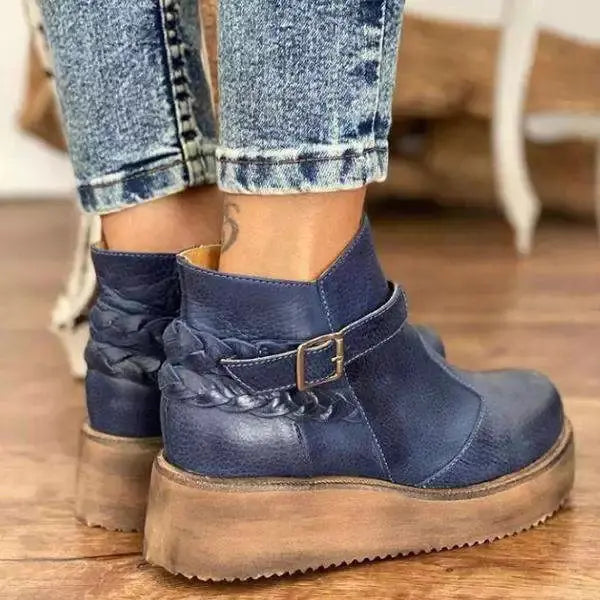 Round-Toe Low-Tube Thick-Soled Women's Shoes
