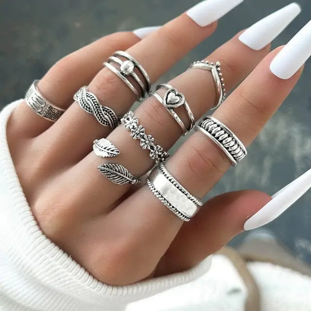 Juego de anillos retro boho