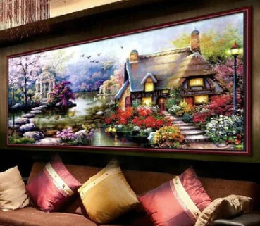 Mona Lisa Dream Home 70×40 cm Cross-Stitch Kit – Garden Scene Embroidery