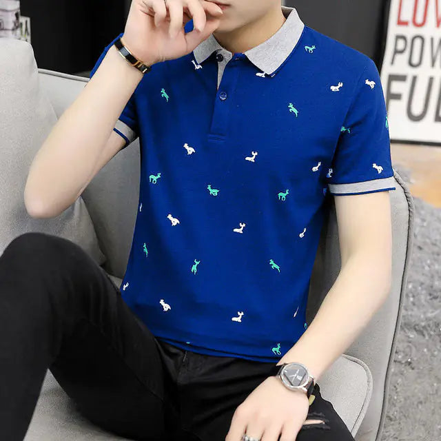 Men’s Printed Polo Shirts – Summer Oversized Casual Tee