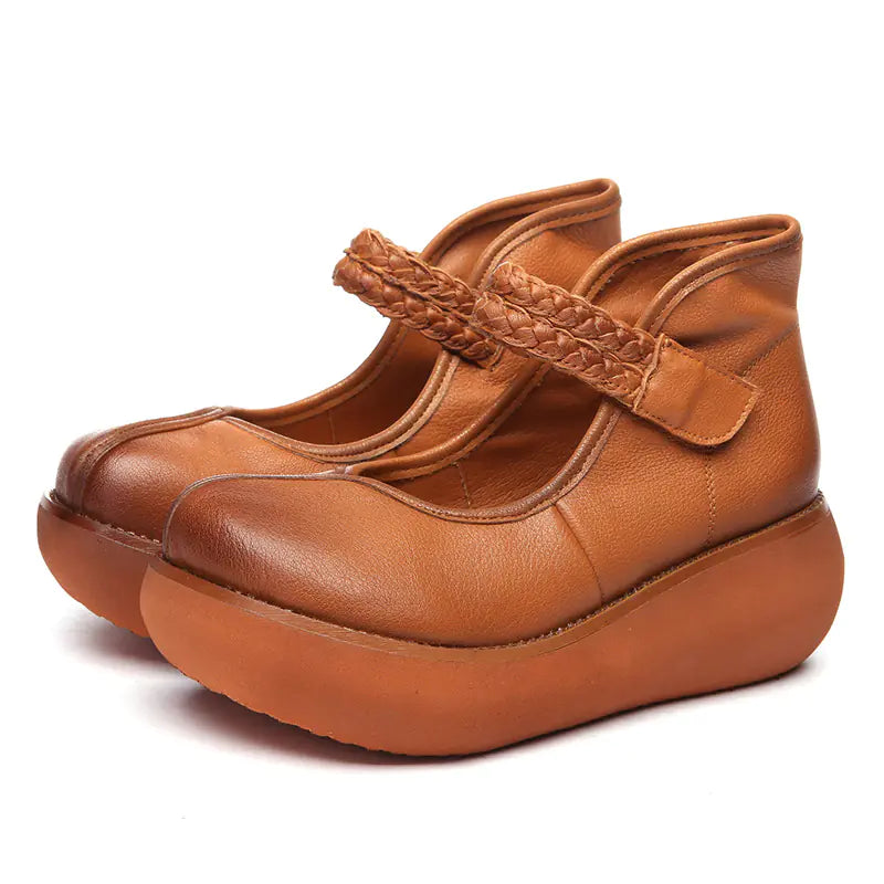Retro Floral Casual Leather Women's Shoes