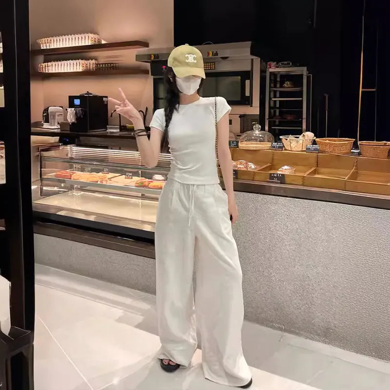 Wide-Leg White Beach Trousers – Casual Summer Pants