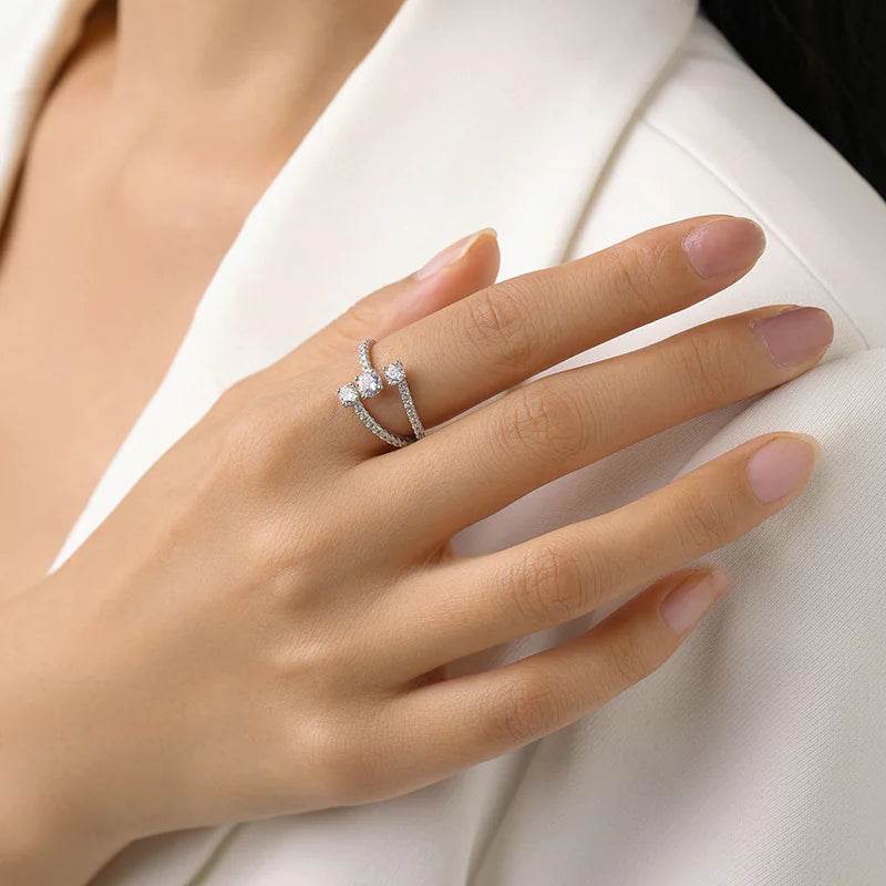 Anillo geométrico de plata para mujer