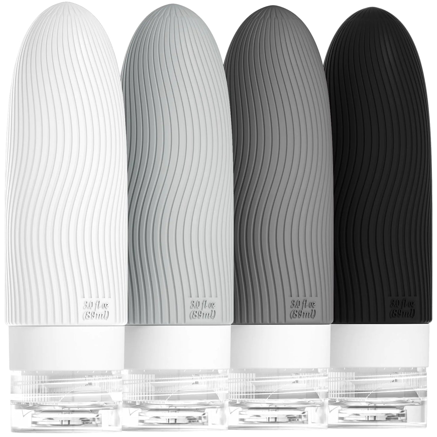 Morfone Silicone Travel Bottles – TSA-Approved 3oz Leakproof (Black & White)