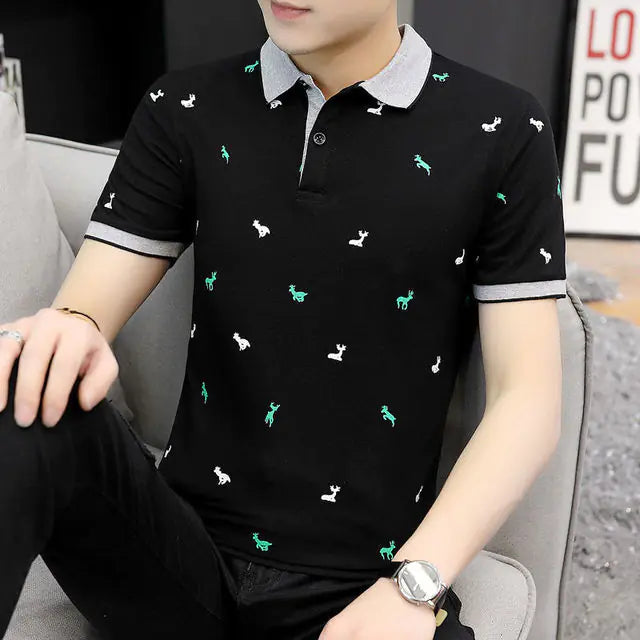 Men’s Printed Polo Shirts – Summer Oversized Casual Tee
