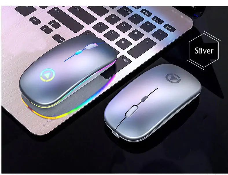 Ratón inalámbrico recargable por USB RGB de 2,4 GHz