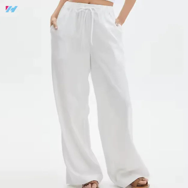Wide-Leg White Beach Trousers – Casual Summer Pants