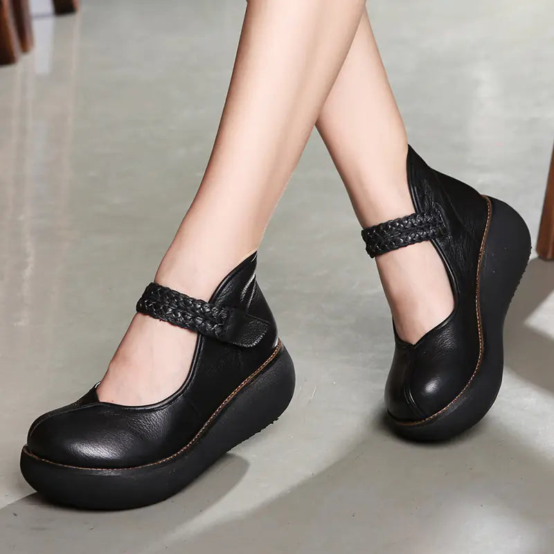 Retro Floral Casual Leather Women's Shoes