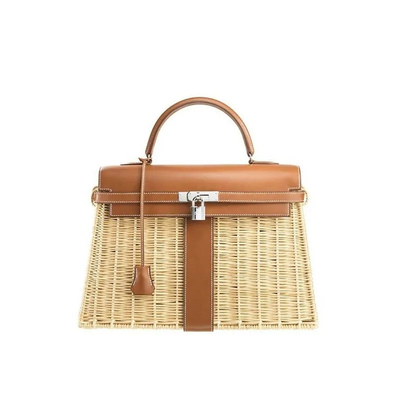 Bolso de mano con solapa de bambú de diseñador 2020 para mujer