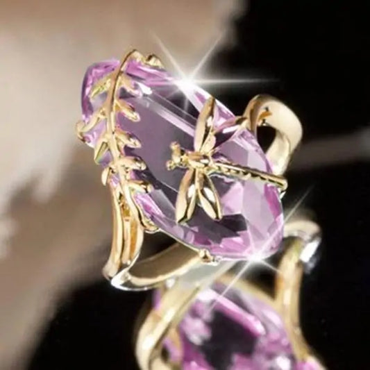 Anillo de turmalina con piedra de nacimiento de libélula