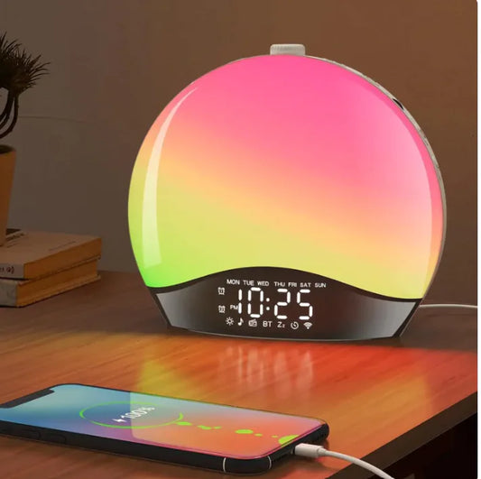 Despertador con Bluetooth y luz de amanecer: luz de despertador inteligente y lámpara de noche colorida