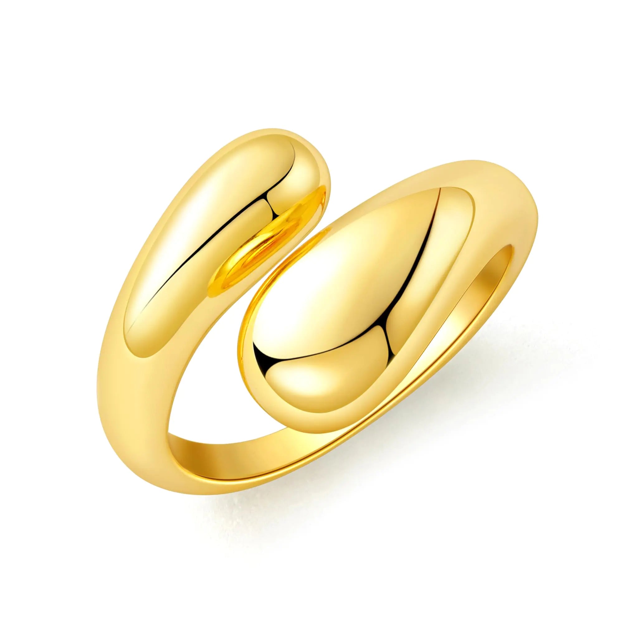 Lcherry Chunky Gold Dome & Teardrop Stackable Ring – 18K Gold Plated Statement Band