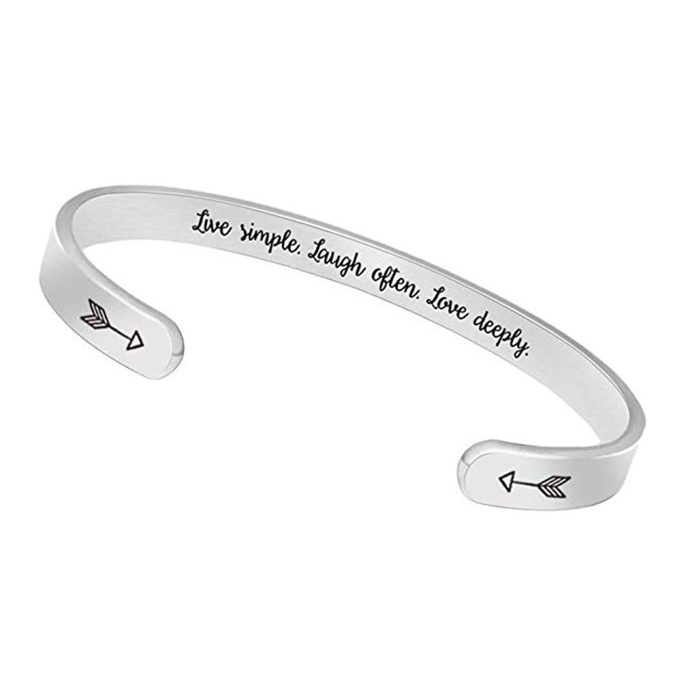 Inspirational C-Shaped Stainless Steel Bracelet