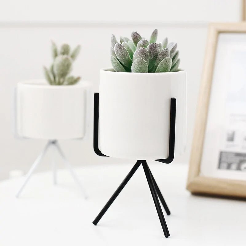 1Set Nordic Style Ceramic Iron Art Vase Minimalism Flower Vases Home Decoration Green Plant Flowerpot Coffeehouse OfficeRoom - Trendy Home Mart