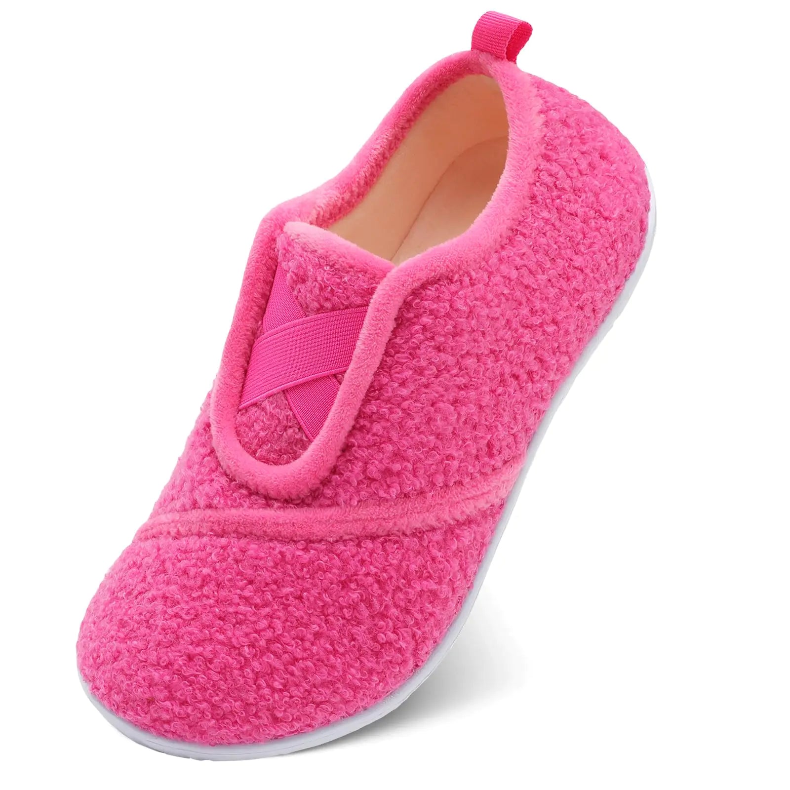 Pantuflas peludas JIASUQI para mujer – Rosa para exterior/interior (tallas 6.5-7.5)