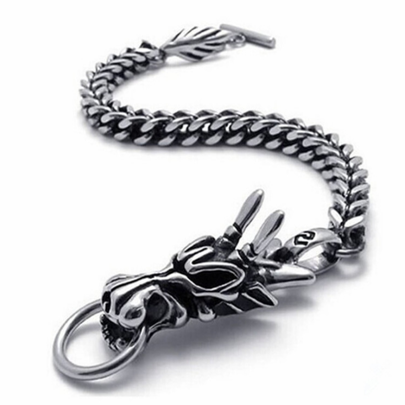 Titanium Steel Dragonhead Bracelet - Fashionable Men's Jewelry
