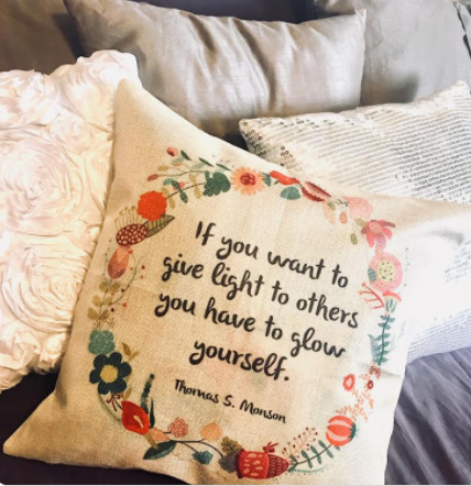 Watercolor Rose Inspirational Word Linen Cushion Cover